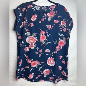 Cool Melon | Women’s Blue Floral Top | XL | Used